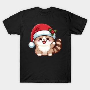 Ragdoll Cat Wearing Santa Hat Merry Christmas T-Shirt